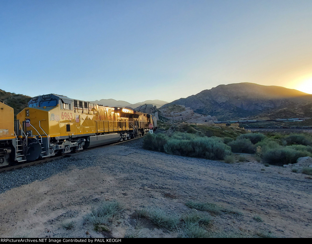 UP 6963 Rolls Past Me at The South Canyon Siding on the Palmdale Cutoff Cajon Pass,  California 